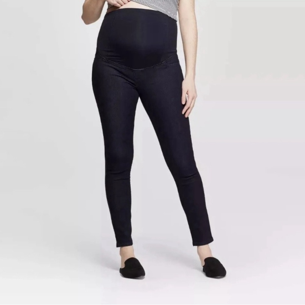 New Isabel Maternity Crossover Panel Dark Wash Jeggings